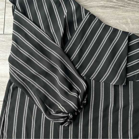 Halogen Pin Stripe One Shoulder Chiffon Blouse - Picture 13 of 14